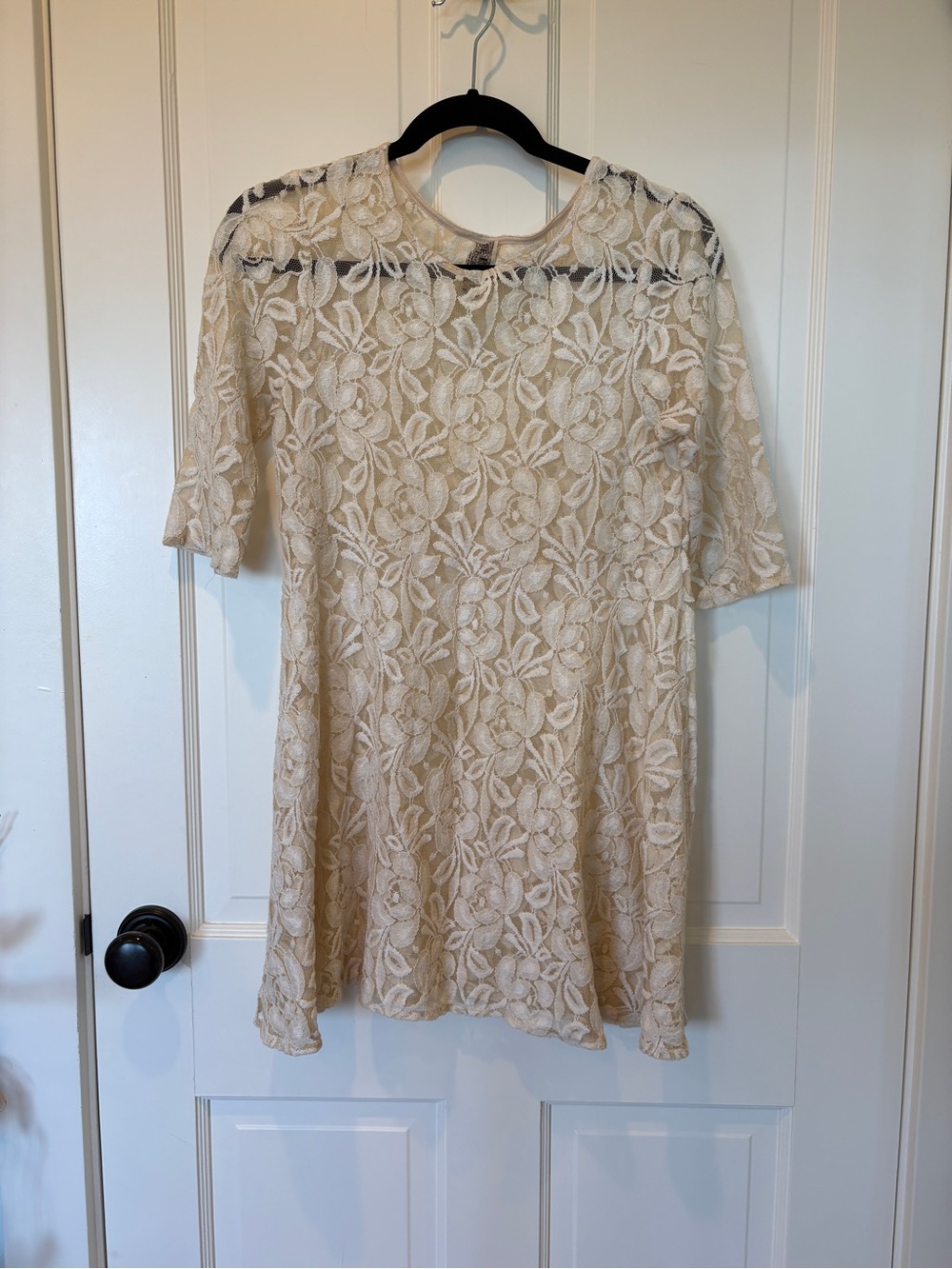 Vintage Free People Cream Lace Mini Dress